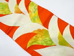 本場筑前博多　草葉模様織り出し　名古屋帯